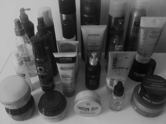 Countless hair products used by Jill